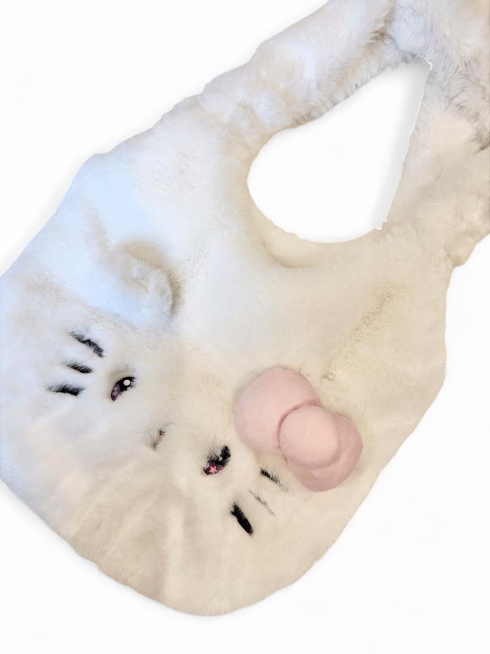 NEW Hello Kitty x Forever 21 White Faux Fur Kitty Tote Bag